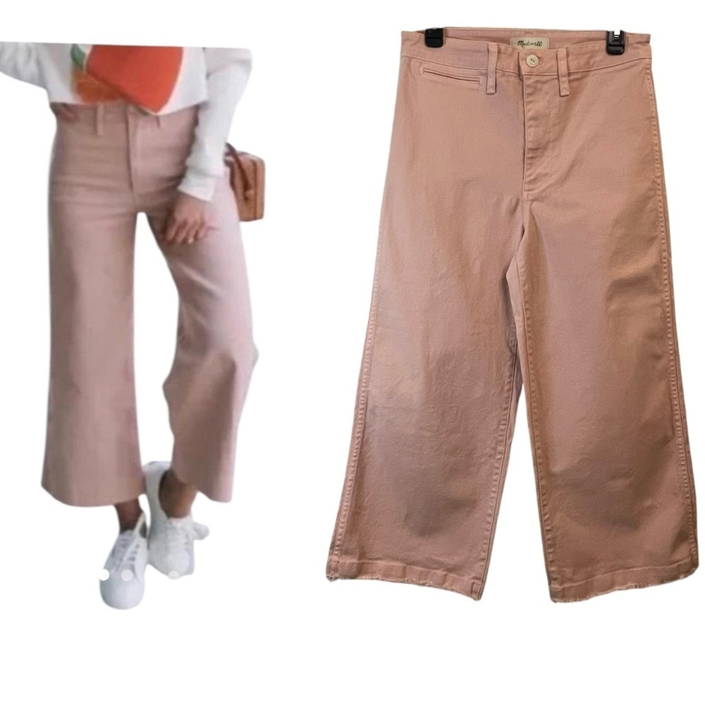 Madewell Emmett Pink Oyster Wide-Leg High Rise Crop Pants SZ 27